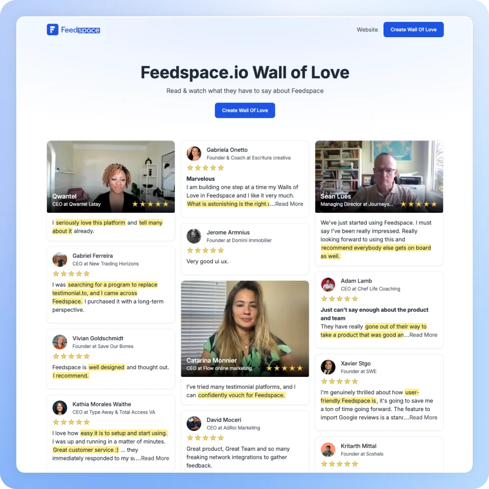 Get Benefits from Testimonial Wall of Love By Feedspace