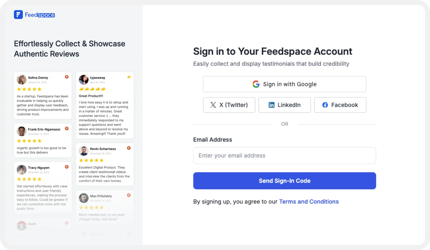 Text-Sign in to your Feedspace accound