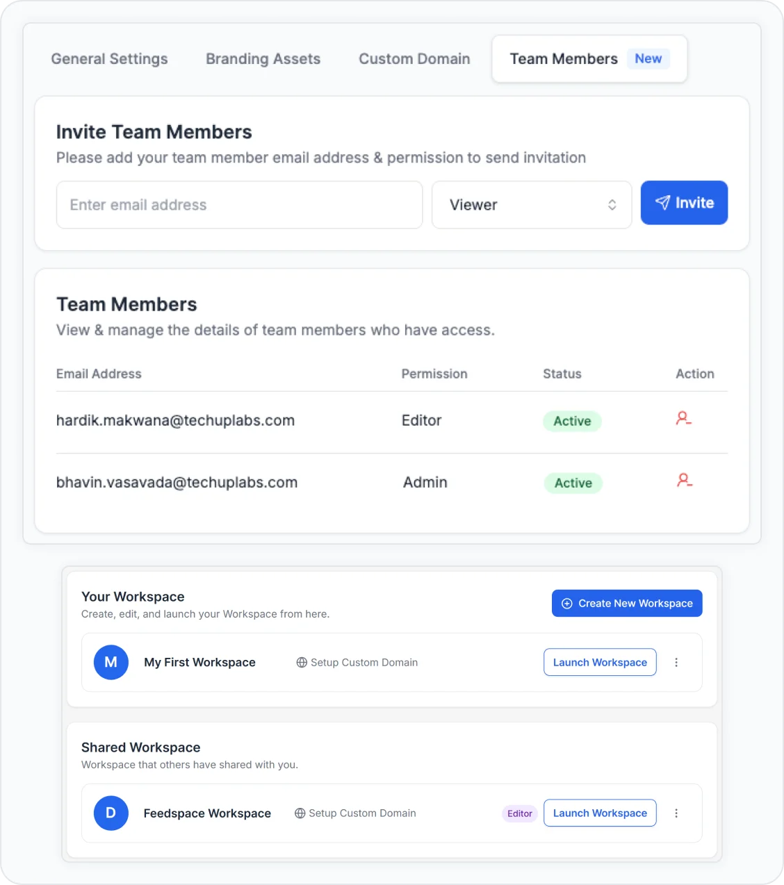 Invite Team Members with Feedspace