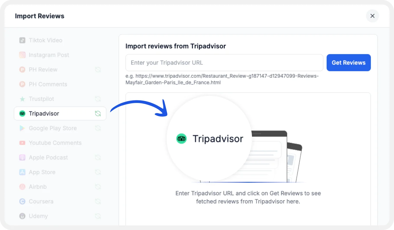 Import reviews from TripAdvisor