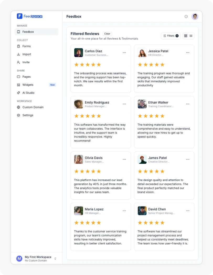 Manage and market your imported reviews
