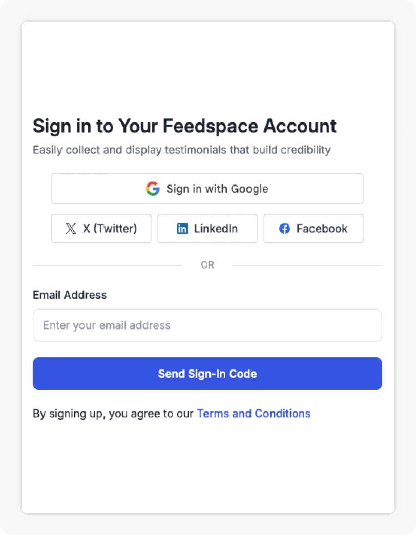 Sign up on Feedspace