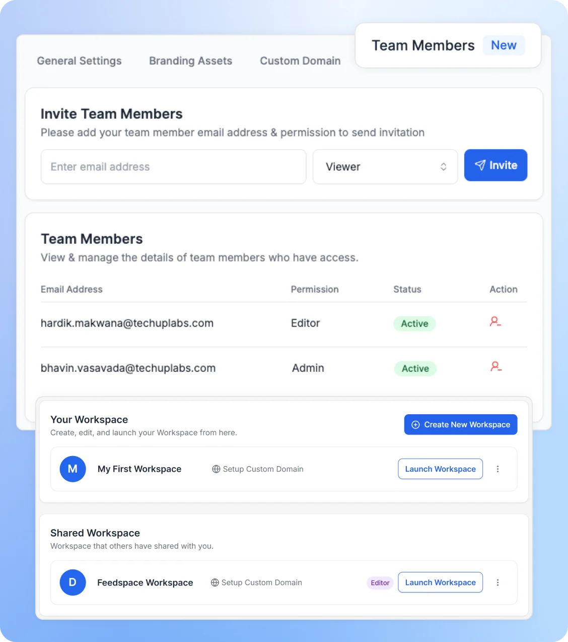 Invite Team members in Feedspace Account
