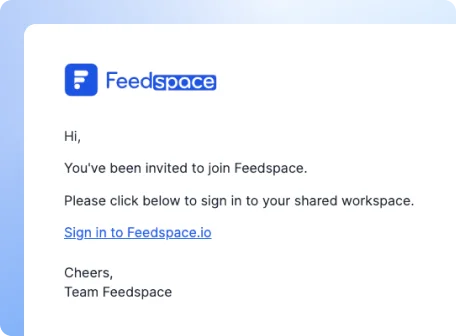Send Invitation to Team members with Feedspace